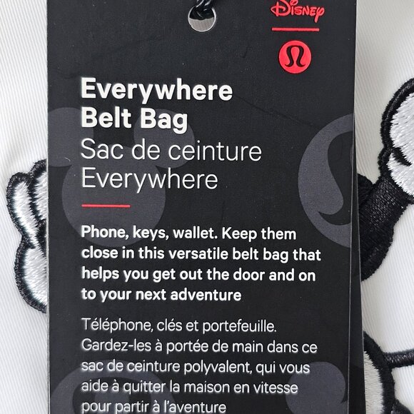 NWT LULULEMON White Everywhere Belt Bag Disney Embroidered Mickey in Motion 1L - Picture 14 of 15